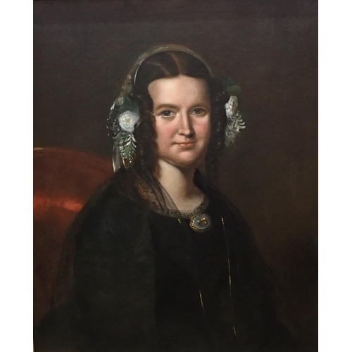 239 - ENGLISH SCHOOL, MID 19th CENTURY. Portrait of a Lady; and a Gentleman, both half-length, oil on canv... 