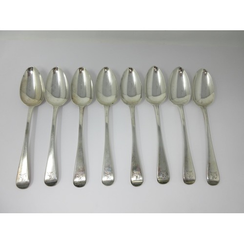 40 - Fourteen George IV silver Table Spoons, old English pattern, engraved crests, London 1828, maker: J.... 