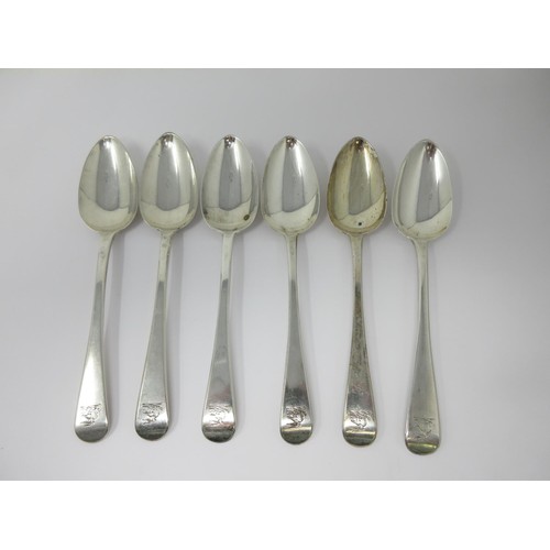 40 - Fourteen George IV silver Table Spoons, old English pattern, engraved crests, London 1828, maker: J.... 