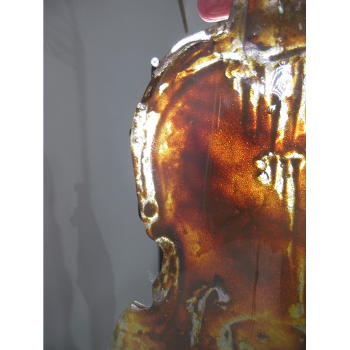 268A - A sculpted glass model of a Violin with sand coated finish 23in, signed to the back, possibly by Ama... 