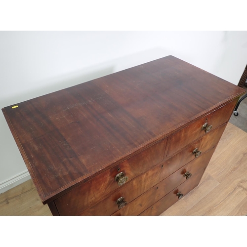 110 - A 19th Century mahogany Chest of two short and three long drawers 3ft 7in x 3ft