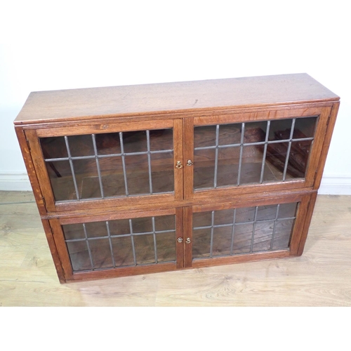 116 - An oak and lead glazed Barrister's Bookcase 2 ft 10in x 2ft