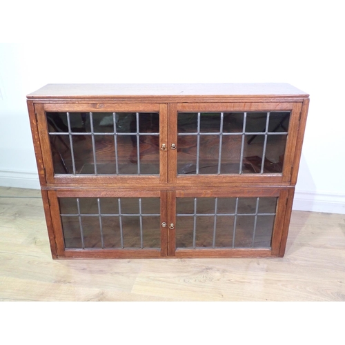 116 - An oak and lead glazed Barrister's Bookcase 2 ft 10in x 2ft