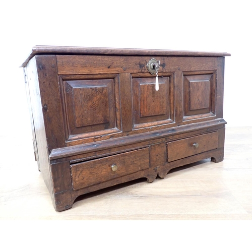 118 - An 18th Century and later Coffer Bach with three panel front above two drawers 2ft 3in x 1ft 4in