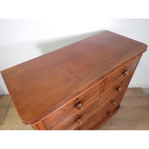 135 - A Victorian mahogany Chest of two short and three long drawers 3ft 10in x 3ft 9in