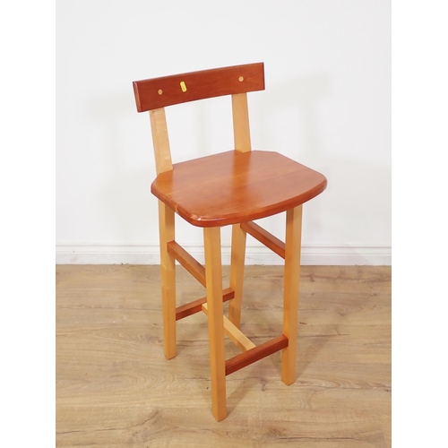 139 - Four cherry and maple wood Breakfast Stools 3ft x 1ft 4in