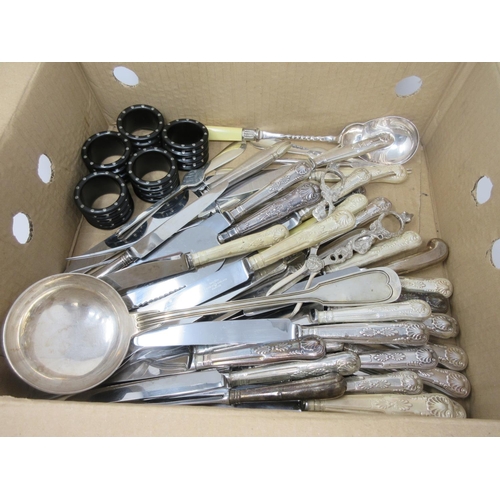 210 - Eight modern silver handled Knives, King's pattern, Sheffield 1995/6, and a quantity of plated items... 