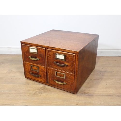 244 - An antique oak four drawer Filing Cabinet by Kingfisher Ltd 1ft 9in x 1ft 2in