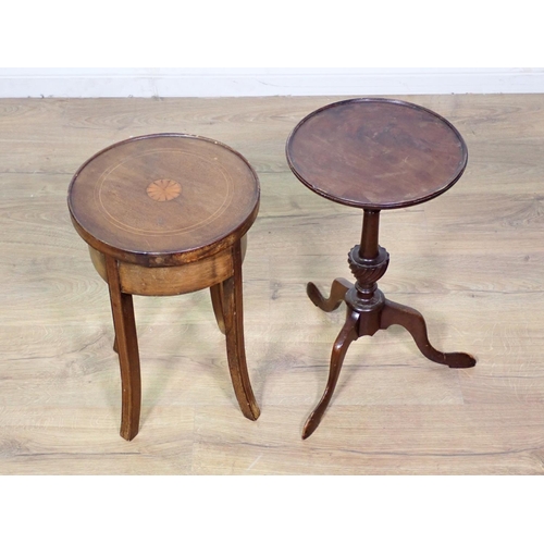 246 - An Edwardian mahogany and inlaid Plant Stand  and a mahogany Wine Table