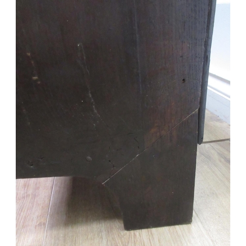 251A - An antique oak plank Coffer with two carved lozenges to front 3ft 7in x 1ft 7in