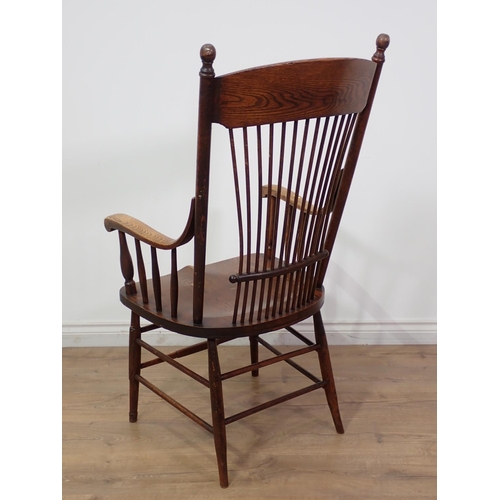 276 - A 19th Century ash stick back Armchair on turned supports and stretchers 3ft 8in x 2ft