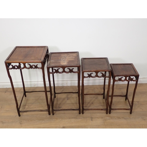 28 - A Chinese hardwood nest of four Occasional Tables 2ft 5in H x 1ft 3in W