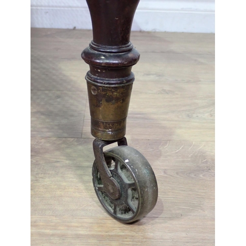 292 - A 19th Century mahogany framed Library Chair with cane infill on brass casters 3ft 8in x 2ft 1in