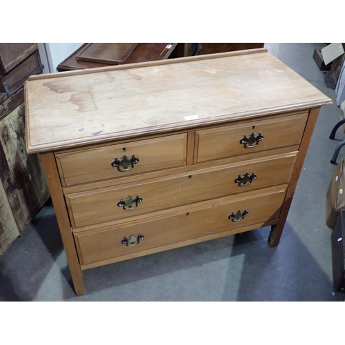 301 - An Edwardian satin walnut Chest of two short and three long drawers 3ft 6in x 2ft 8in