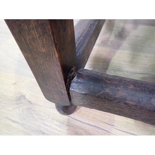 306 - An antique oak Gateleg Table fitted single end drawer on barley twist supports 3ft x 2ft 5in