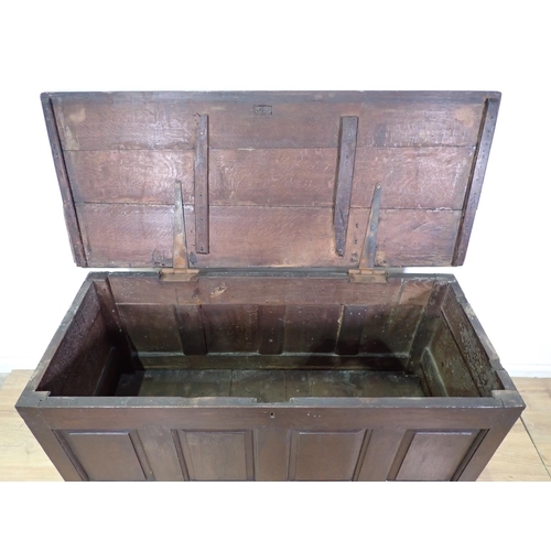 314 - An 18th Century oak four panel Mule Chest fitted two drawers 4ft 4in x 2ft 8in