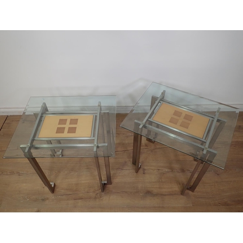 315 - A pair of 20th Century glass topped Occasional Tables 2ft x 1ft 10in