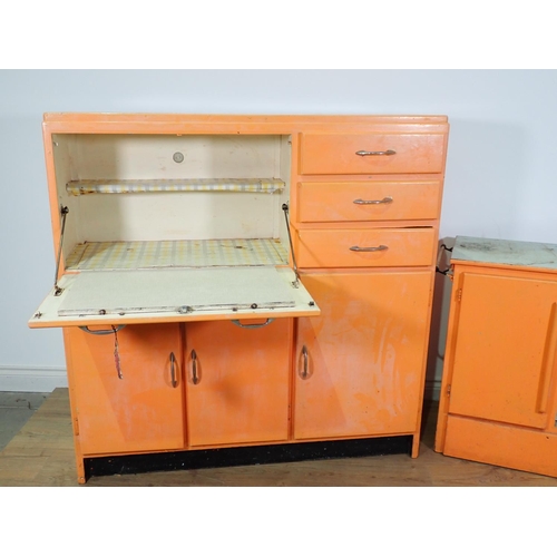 321 - A mid-century apricot painted Housekeeper's Cupboard and Kitchen Unit