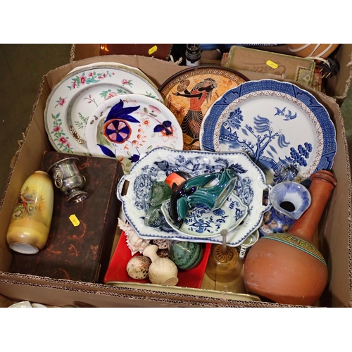 329 - Three boxes of ceramics and assorted items including Plates, Vase, Jug, etc.