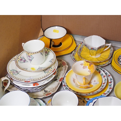 336 - A collection of Shelley and other Art Deco Cups and Saucers