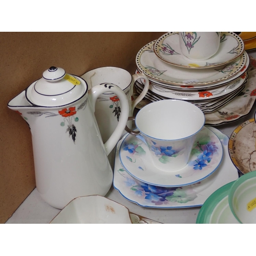 336 - A collection of Shelley and other Art Deco Cups and Saucers