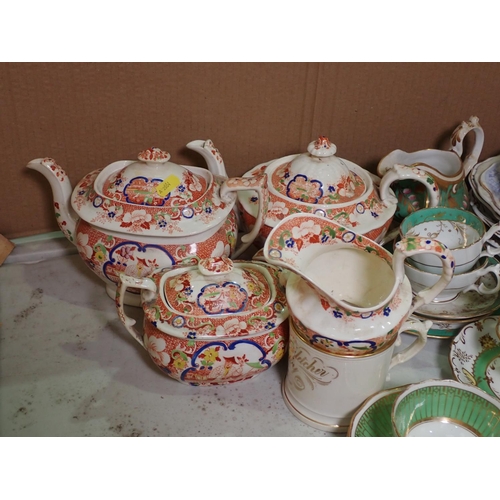 338 - A 19th Century part Tea Service, various Cups and Saucers, Mugs, etc.