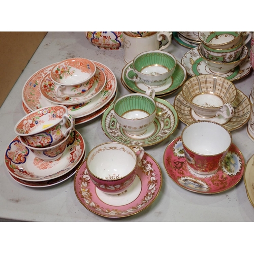 338 - A 19th Century part Tea Service, various Cups and Saucers, Mugs, etc.