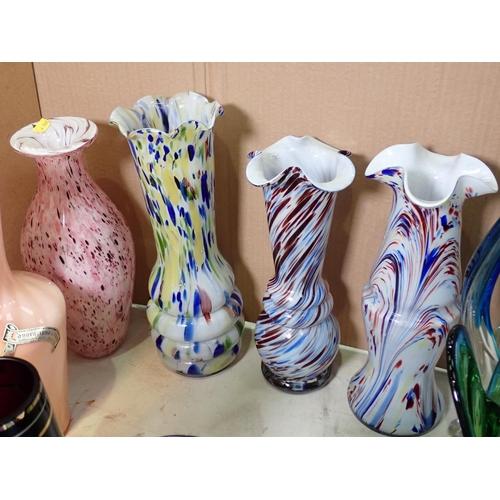 347 - A collection of Murano style and other coloured glass Vases