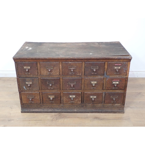 36 - An antique stained pine Bank of drawers 3ft 2in X 1ft 10in