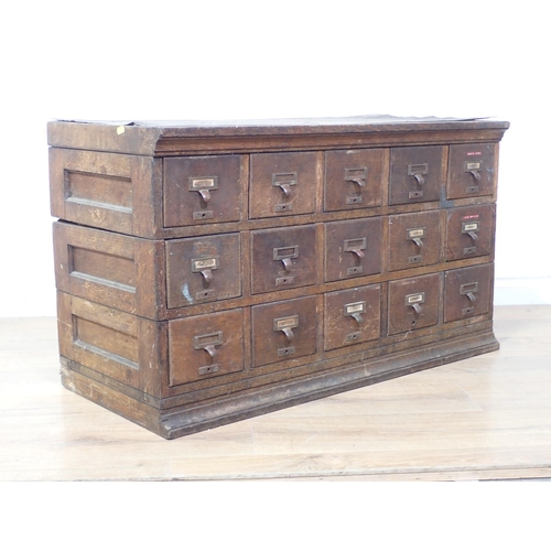 36 - An antique stained pine Bank of drawers 3ft 2in X 1ft 10in