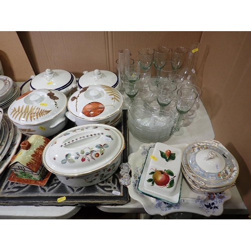 367 - Quantity of Johnson Bros Dinner ware, three Royal Worcester Tureens, embossed square metal Panel Che... 