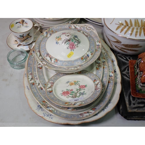 367 - Quantity of Johnson Bros Dinner ware, three Royal Worcester Tureens, embossed square metal Panel Che... 