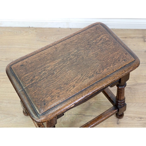 37 - An oak Joint Stool in the 17th Century style 1ft 6in x 1ft 6in