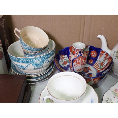 377 - Various Fiesta Glass boxed Plates and Glasses, Colclough Tea Service, Imari Bowl and Vase, Staffords... 