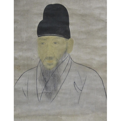 413 - CHINESE SCHOOL. Portrait of a Scholar, watercolour, scroll painting; together with another Chinese s... 