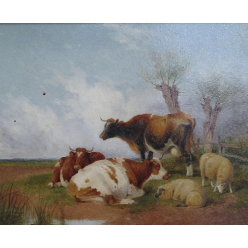 427 - FREDERICK E. VALTER. Sheep resting and Cattle resting, signed, oil on board, 7 1/2 x 10in; a pair (2... 