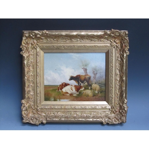 427 - FREDERICK E. VALTER. Sheep resting and Cattle resting, signed, oil on board, 7 1/2 x 10in; a pair (2... 