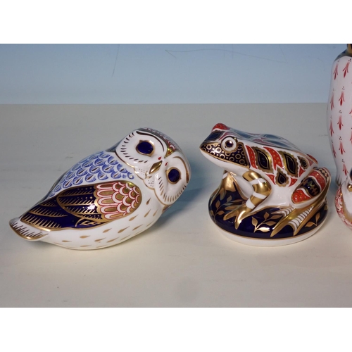 455 - Royal Crown Derby Owl, Penguin, Auk, Fox and Frog