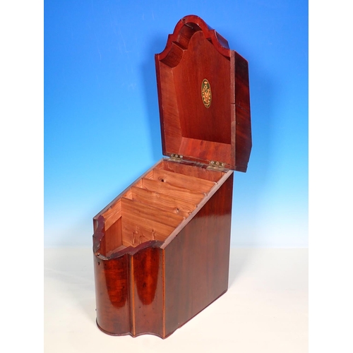 492 - A Georgian mahogany Knife Box (converted to a stationary box), the hinged cover with shell inlay, 14... 