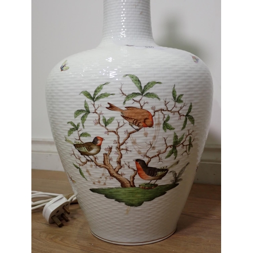 530 - A Herend porcelain Table Lamp decorated with Lepidoptera 1ft 10in (passed PAT)