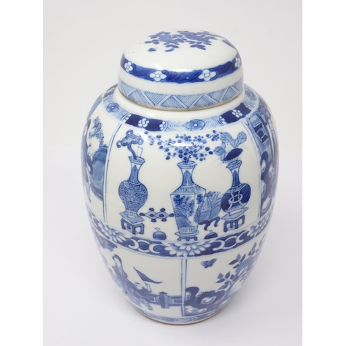 62 - A Chinese blue and white Ginger Jar and Cover and an imari Bowl