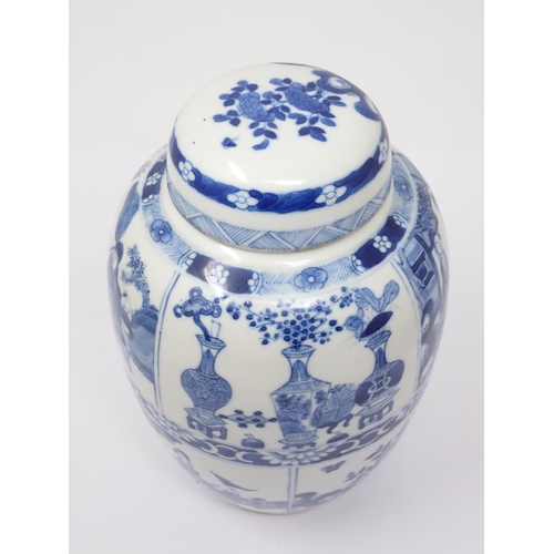 62 - A Chinese blue and white Ginger Jar and Cover and an imari Bowl