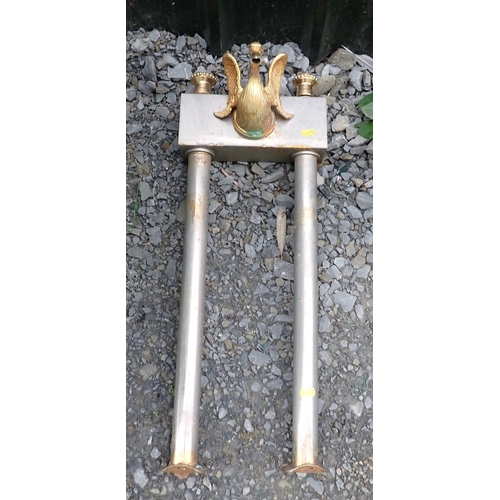 648 - A fibreglass Bath on brass paw feet with gilt swan Taps 5ft 8in x 2ft 8in