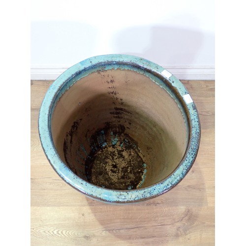 88 - A blue glazed Planter 1ft 9in H x 1ft 9in D