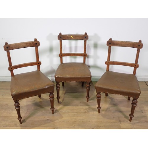 55 - Three Victorian oak bar-back Dining Chairs