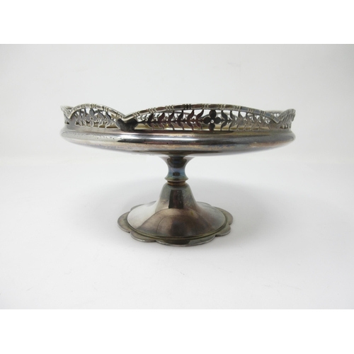 120 - A George V silver Tazza with leafage pierced gallery and petal shaped base, Birmingham 1924, 418 gms