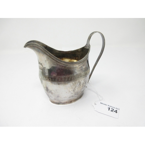 124 - A George III silver Milk Jug with leafage frieze and shield shape cartouche, London 1801