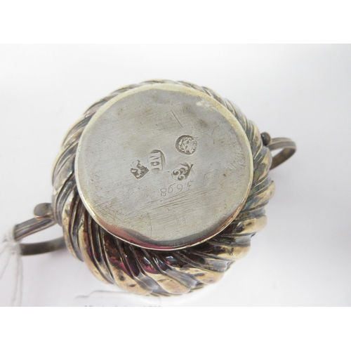 126 - An early silver small two handled Porringer with gadroon embossing, engraved initials, S.D. to C.S. ... 