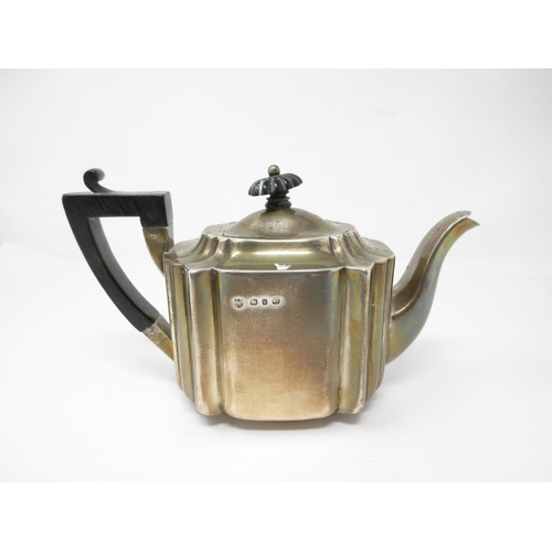 137 - A Victorian silver Teapot with ebonised handle, Birmingham 1895, 380 gms all in