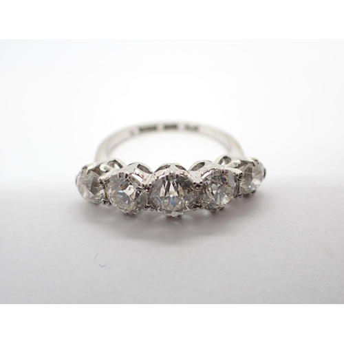 177 - A Diamond five stone Ring claw-set graduated old-cut stones, estimated total diamond weight 2.50cts ... 